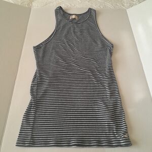 Hollister Racerback Tank Top Bkack & White Stripe Size L